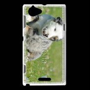 Coque Sony Xperia L Chiot blanc et gris 1