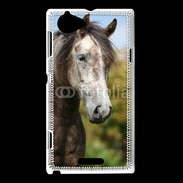 Coque Sony Xperia L Portrait cheval arabe gris 1