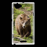 Coque Sony Xperia L Ours brun en ballade