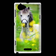 Coque Sony Xperia L Poney Shetland gris et blanc