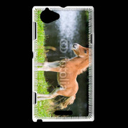 Coque Sony Xperia L Poulain marron et blanc