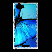 Coque Sony Xperia L Papillon sur fond bleu