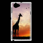 Coque Sony Xperia L Girafe au couché de soleil