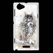 Coque Sony Xperia L hibou en aquarelle