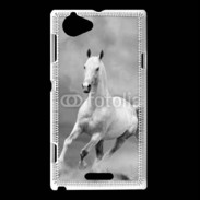 Coque Sony Xperia L Cheval en noir et blanc 55
