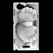 Coque Sony Xperia L Pieds de bébé noir et blanc