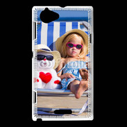 Coque Sony Xperia L Petite fille avec bonhomme de neige a la plage