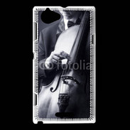 Coque Sony Xperia L Violoncelliste en noir et blanc 5