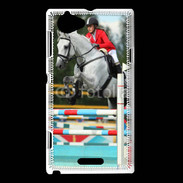 Coque Sony Xperia L Jumping Equitation cheval gris