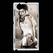Coque Sony Xperia L Femme avec fond avion