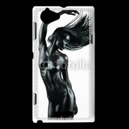 Coque Sony Xperia L Femme nue body painting noir et blanc 1 