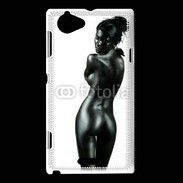 Coque Sony Xperia L Femme nue body painting noir et blanc 3