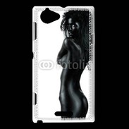 Coque Sony Xperia L Femme nue body painting noir et blanc 4