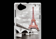 Coque Sony Xperia L Tour Eiffel rouge sur fond en noir et blanc