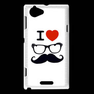 Coque Sony Xperia L I love Lunette Moustache