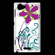 Coque Sony Xperia L motif floral bleu