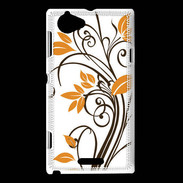 Coque Sony Xperia L motif floral marron
