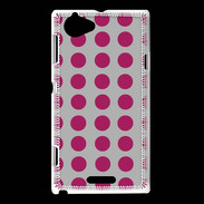Coque Sony Xperia L pois gris & framboise