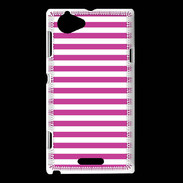 Coque Sony Xperia L rayures blanches et roses