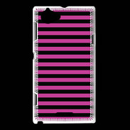 Coque Sony Xperia L rayures noires et roses