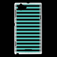 Coque Sony Xperia L rayures noires et bleues