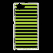 Coque Sony Xperia L rayures noires et vertes