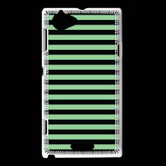 Coque Sony Xperia L rayures vert d'eau et noires