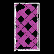Coque Sony Xperia L losange noir & rose