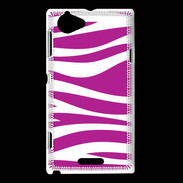 Coque Sony Xperia L zèbre rose & blanc