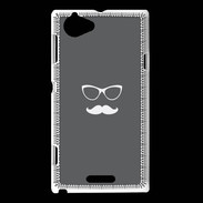 Coque Sony Xperia L moustache gris & blanc