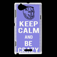 Coque Sony Xperia L Keep calm Be Crazy Bleu