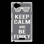 Coque Sony Xperia L Keep Calm Funky Gris