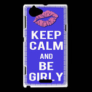 Coque Sony Xperia L Keep Calm Girly Bleu