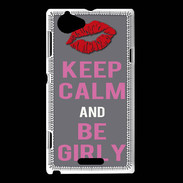 Coque Sony Xperia L Keep Calm Girl Gris