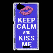 Coque Sony Xperia L Keep Calm Kiss me Bleu