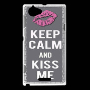 Coque Sony Xperia L Keep Calm Kiss me Gris