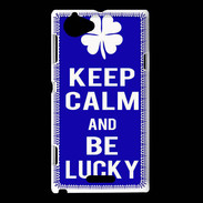 Coque Sony Xperia L Keep Calm Be lucky Bleu