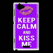 Coque Sony Xperia L Keep Calm Kiss me Violet