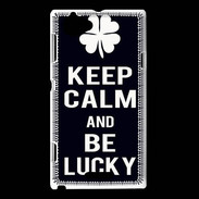 Coque Sony Xperia L Keep Calm Be lucky Noir
