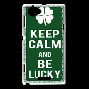 Coque Sony Xperia L Keep Calm Be lucky Vert