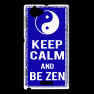 Coque Sony Xperia L Keep Calm Be Zen Bleu