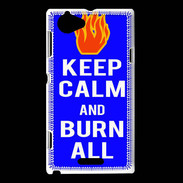 Coque Sony Xperia L Keep Calm Burn Bleu