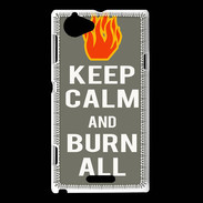 Coque Sony Xperia L Keep Calm Burn Gris