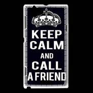 Coque Sony Xperia L Keep Calm Call friend Noir