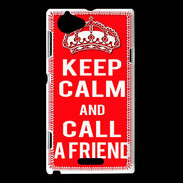 Coque Sony Xperia L Keep Calm Call friend Rouge