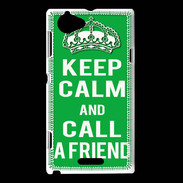 Coque Sony Xperia L Keep Calm Call friend Vert