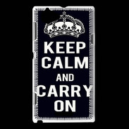 Coque Sony Xperia L Keep Calm Carry on Noir