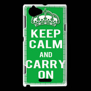 Coque Sony Xperia L Keep Calm Carry on Vert