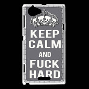 Coque Sony Xperia L Keep calm Fuck hard Gris