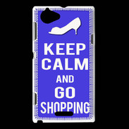 Coque Sony Xperia L Keep Calm Go Shopping Bleu